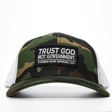 Load image into Gallery viewer, Trust God. Not Government. Mid-Profile Mesh Snapback