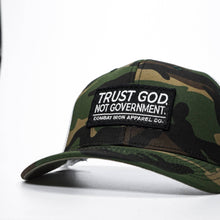 Load image into Gallery viewer, Trust God. Not Government. Mid-Profile Mesh Snapback