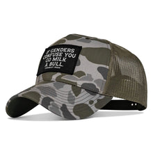 Load image into Gallery viewer, If Genders Confuse You, Go Milk A Bull Patch Snapback Hat