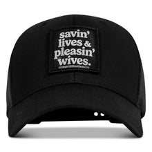 Load image into Gallery viewer, Savin' Lives &amp; Pleasin' Wives Patch SnapBack Hat