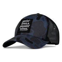 Load image into Gallery viewer, Savin' Lives &amp; Pleasin' Wives Patch SnapBack Hat