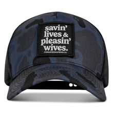 Load image into Gallery viewer, Savin' Lives &amp; Pleasin' Wives Patch SnapBack Hat
