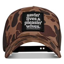Load image into Gallery viewer, Savin' Lives &amp; Pleasin' Wives Patch SnapBack Hat