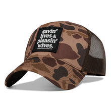 Load image into Gallery viewer, Savin' Lives &amp; Pleasin' Wives Patch SnapBack Hat