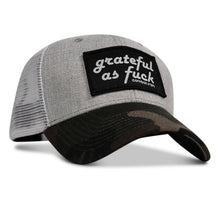 Load image into Gallery viewer, Grateful As F*ck Patch Mesh Snapback Hat