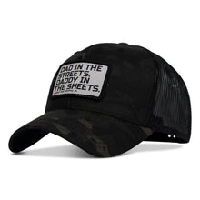 Load image into Gallery viewer, Dad In The Streets. Daddy In The Sheets. White Patch Snapback Hat