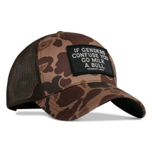 Load image into Gallery viewer, If Genders Confuse You, Go Milk A Bull Patch Snapback Hat