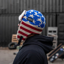 Load image into Gallery viewer, US Flag Wool Insulated Knitted Trapper Hat