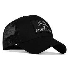 Load image into Gallery viewer, God, Guns, And Freedom Patch Mid-Profile Mesh Snapback Hat