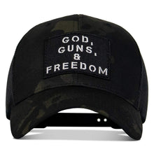 Load image into Gallery viewer, God, Guns, And Freedom Patch Mid-Profile Mesh Snapback Hat
