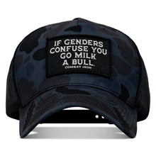 Load image into Gallery viewer, If Genders Confuse You, Go Milk A Bull Patch Snapback Hat