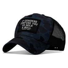 Load image into Gallery viewer, If Genders Confuse You, Go Milk A Bull Patch Snapback Hat