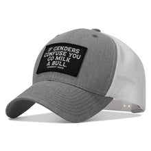 Load image into Gallery viewer, If Genders Confuse You, Go Milk A Bull Patch Snapback Hat