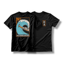 Load image into Gallery viewer, "WATERBOARDING" TEE (HEATHER BLACK / MUSTARD)