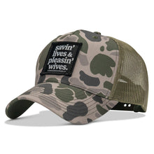 Load image into Gallery viewer, Savin' Lives &amp; Pleasin' Wives Patch SnapBack Hat