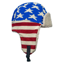 Load image into Gallery viewer, US Flag Wool Insulated Knitted Trapper Hat