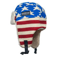 Load image into Gallery viewer, US Flag Wool Insulated Knitted Trapper Hat