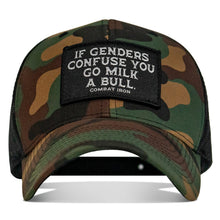 Load image into Gallery viewer, If Genders Confuse You, Go Milk A Bull Patch Snapback Hat