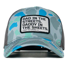 Load image into Gallery viewer, Dad In The Streets. Daddy In The Sheets. White Patch Snapback Hat