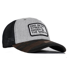 Load image into Gallery viewer, Dad In The Streets. Daddy In The Sheets. White Patch Snapback Hat