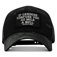 Load image into Gallery viewer, If Genders Confuse You, Go Milk A Bull Patch Snapback Hat