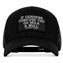 Load image into Gallery viewer, If Genders Confuse You, Go Milk A Bull Patch Snapback Hat