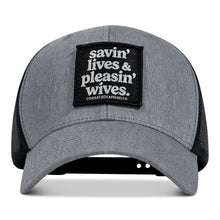 Load image into Gallery viewer, Savin' Lives &amp; Pleasin' Wives Patch SnapBack Hat