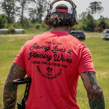 Load image into Gallery viewer, Saving Lives &amp; Pleasing Wives Fire &amp; Rescue Club Men's T-Shirt