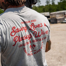 Load image into Gallery viewer, Saving Lives &amp; Pleasing Wives Fire &amp; Rescue Club Men's T-Shirt