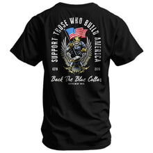 Load image into Gallery viewer, Support Those Who Build America. Back The Blue Collar Men's T-Shirt